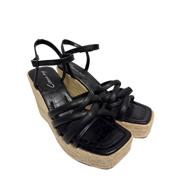 NEW Circus NY Sam Edelman Women's Sandals Wedge Black Platform Shoes Size 9 - Picture 2 of 8